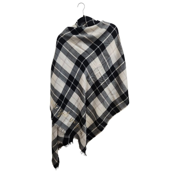 Kate Spade New York Woodland Plaid Wool Gold signature Scarf MSPR $128 - Picture 5 of 10